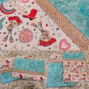 Handmade Toy Story Themed Pillowcase Set - Blue and White